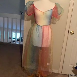 NWT Urban Outfitters Rainbow sheer dress